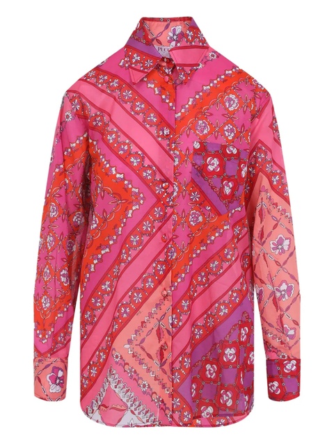 PUCCI floral-patchwork cotton shirt - Pink - zdjęcie produktu nr 1