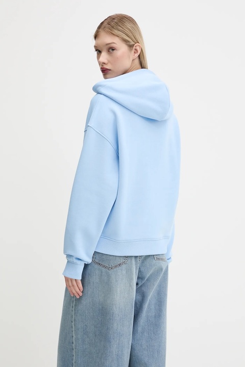 Tommy Jeans bluza bawełniana damska kolor niebieski z kapturem z aplikacją DW0DW19414 - zdjęcie produktu nr 2
