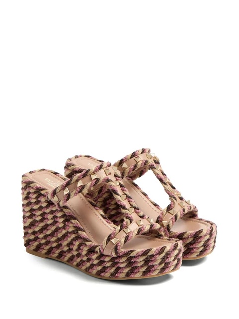 Valentino Garavani 90mm Rockstud wedge sandals - Neutrals - zdjęcie produktu nr 2