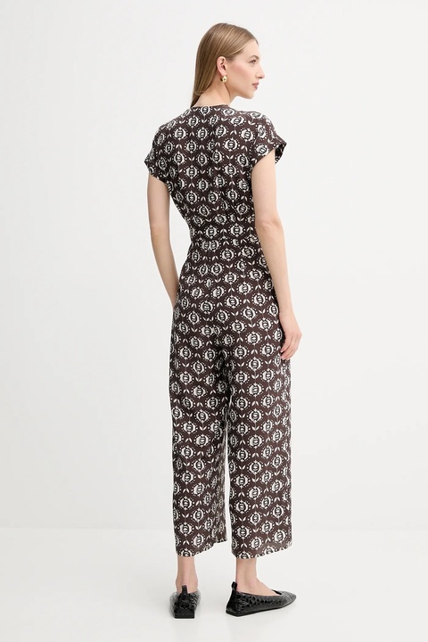 Weekend Max Mara kombinezon jedwabny ARIZONA kolor brązowy z dekoltem w szpic 2525246021600 - zdjęcie produktu nr 2