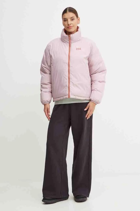 Helly Hansen kurtka dwustronna damska kolor różowy zimowa oversize - zdjęcie produktu nr 2