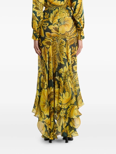 ETRO floral-print ruffled maxi skirt - Green - zdjęcie produktu nr 2