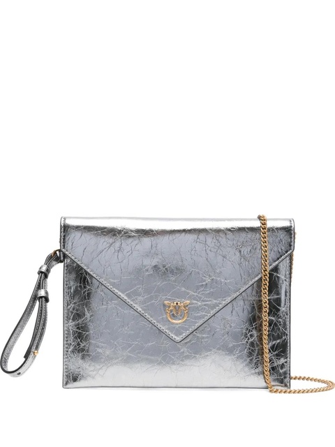 PINKO small metallic-leather flap clutch - Grey - zdjęcie produktu nr 1