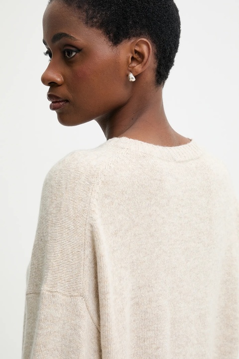 United Colors of Benetton sweter z dodatkiem wełny damski kolor beżowy lekki 126WD10E4 - zdjęcie produktu nr 2