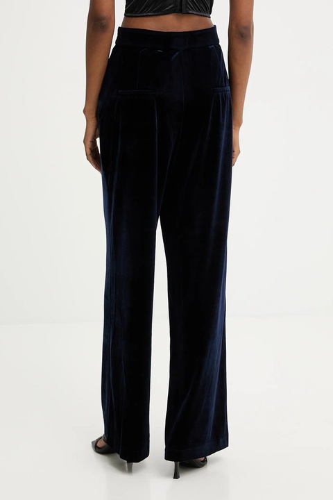 Answear.LAB spodnie welurowe damskie kolor granatowy szerokie high waist - zdjęcie produktu nr 2