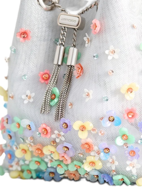 Jimmy Choo Bon Bon floral-embellished bucket bag - Silver - zdjęcie produktu nr 1