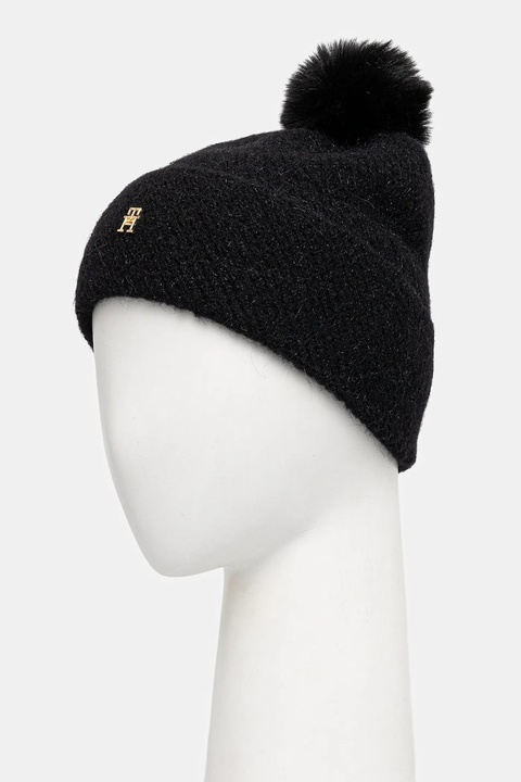 Tommy Hilfiger czapka z dodatkiem wełny kolor czarny AW0AW18178 - zdjęcie produktu nr 2