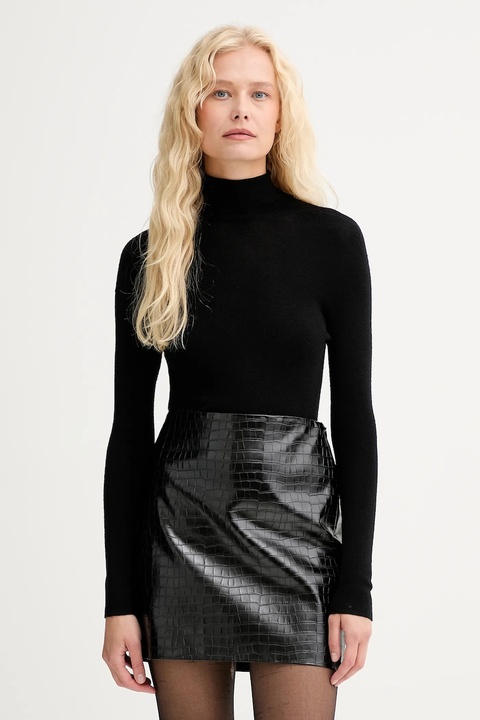 ISABELLE BLANCHE sweter wełniany damski kolor czarny lekki z golfem IS25FW-M111-F001 - zdjęcie produktu nr 1
