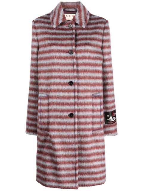 Marni brushed striped single-breasted coat - Red - zdjęcie produktu nr 1
