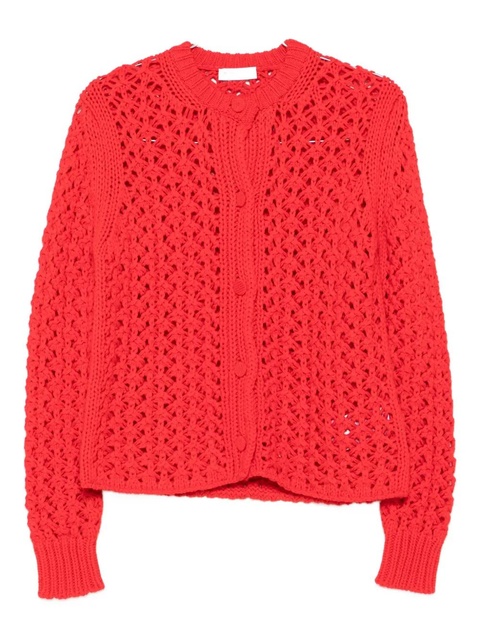 Jil Sander open-knit buttoned-up cardigan - Red - zdjęcie produktu nr 2