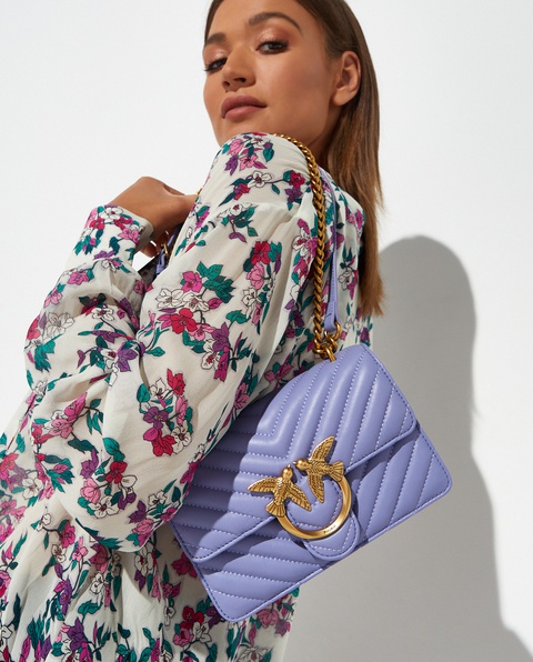 PINKO - Niebieska torebka Love Mini Icon Chevron CL - zdjęcie produktu nr 1