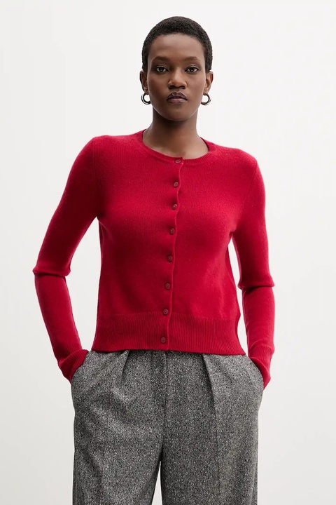 Marella kardigan z wełną damski kolor czerwony lekki 2523346084200 - zdjęcie produktu nr 1
