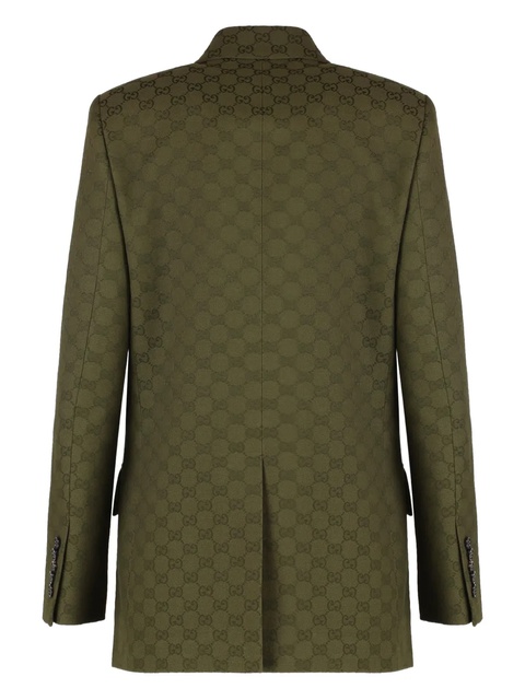 Gucci GG-pattern padded-shoulder blazer - Green - zdjęcie produktu nr 2