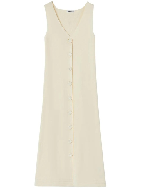 Jil Sander V-neck ribbed midi dress - White - zdjęcie produktu nr 1