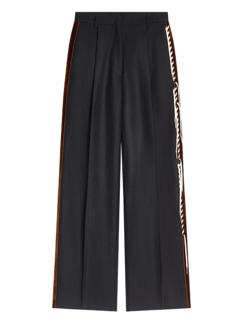 DRIES VAN NOTEN velvet-trim trousers - Blue - zdjęcie produktu nr 1