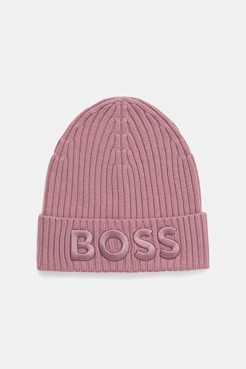 BOSS czapka wełniana kolor różowy 50497815 - zdjęcie produktu nr 1