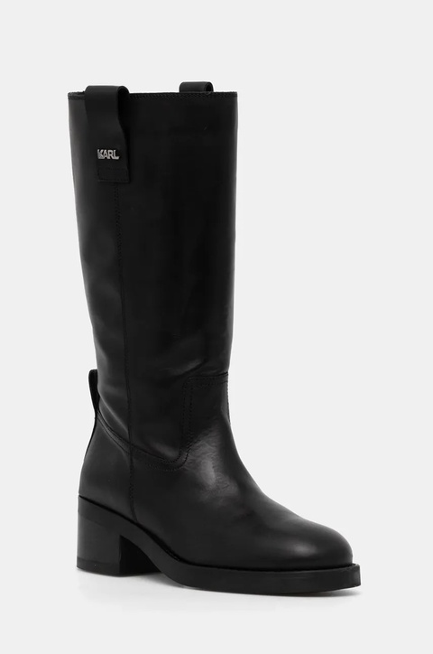 Karl Lagerfeld kozaki skórzane BROOKLYN damskie kolor czarny na słupku KL41774 - zdjęcie produktu nr 1