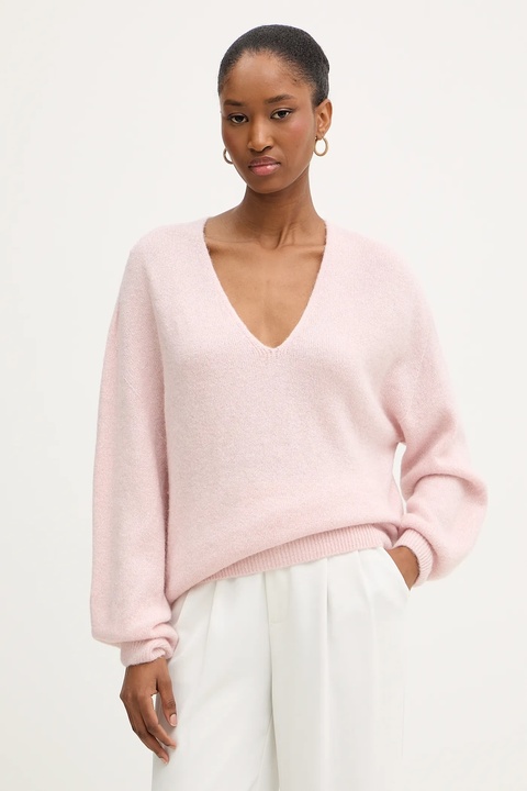 Morgan sweter z dodatkiem wełny damski kolor różowy MVALI - zdjęcie produktu nr 1