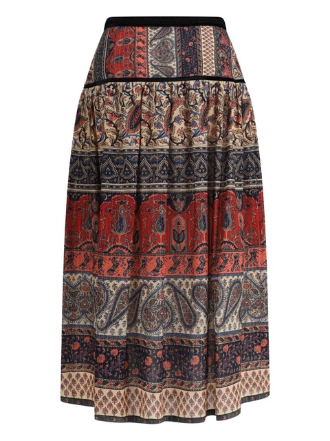 Valentino Garavani Voyage Imaginaire-print muslin midi skirt - Neutrals - zdjęcie produktu nr 1