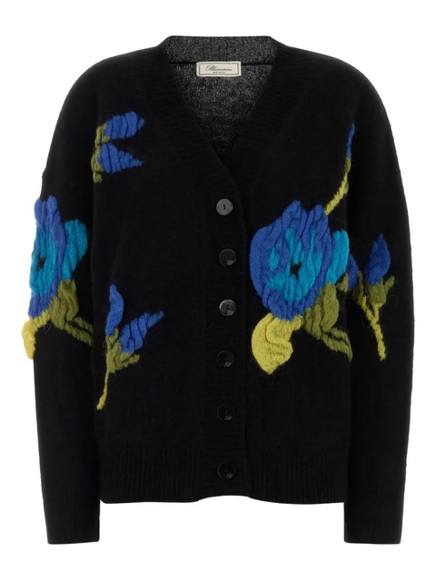 Blumarine flower-embellished cardigan - Black - zdjęcie produktu nr 2