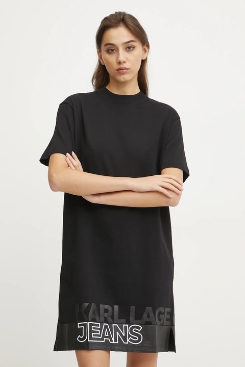 Karl Lagerfeld Jeans sukienka bawełniana kolor czarny mini prosta A1W13015 - zdjęcie produktu nr 1