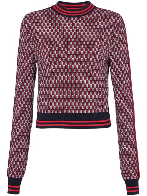 Balmain monogram check-pattern jumper - Red - zdjęcie produktu nr 1