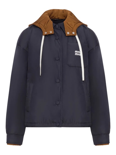 Miu Miu logo-print hooded jacket - Blue - zdjęcie produktu nr 1