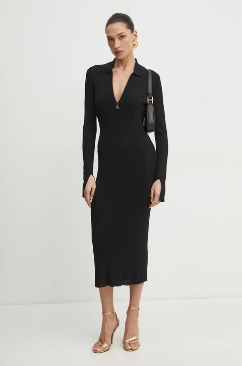 Patrizia Pepe sukienka kolor czarny midi dopasowana 8A1491 K078 - zdjęcie produktu nr 1