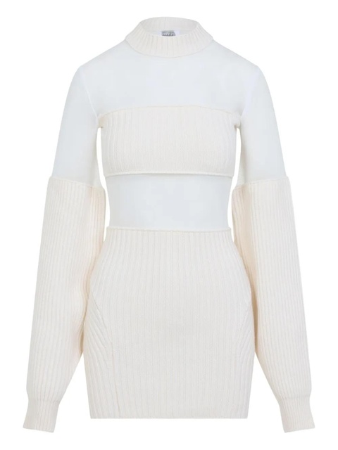 Jean Paul Gaultier wool short with mesh details dress - Neutrals - zdjęcie produktu nr 2