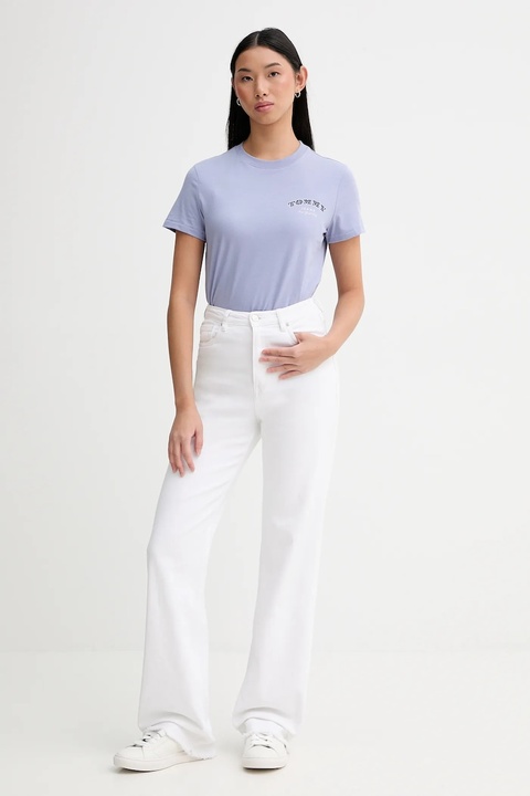 Tommy Jeans t-shirt bawełniany damski kolor fioletowy DW0DW22516 - zdjęcie produktu nr 2