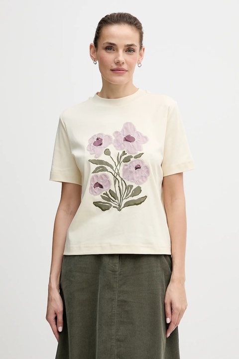 United Colors of Benetton t-shirt bawełniany damski kolor beżowy 3DCJD10B5 - zdjęcie produktu nr 2