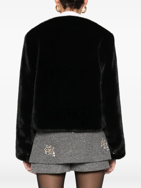 Maje crew-neck faux-fur jacket - Black - zdjęcie produktu nr 2