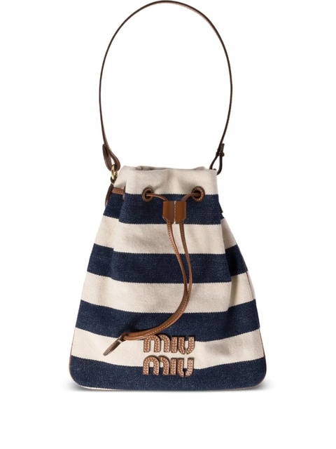 Miu Miu striped bucket bag - Blue - zdjęcie produktu nr 1