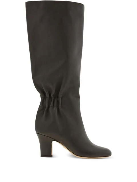 Ferragamo 70mm ruched leather boots - Brown - zdjęcie produktu nr 1