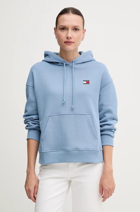 Tommy Jeans bluza bawełniana damska kolor niebieski z kapturem DW0DW19414 - zdjęcie produktu nr 1