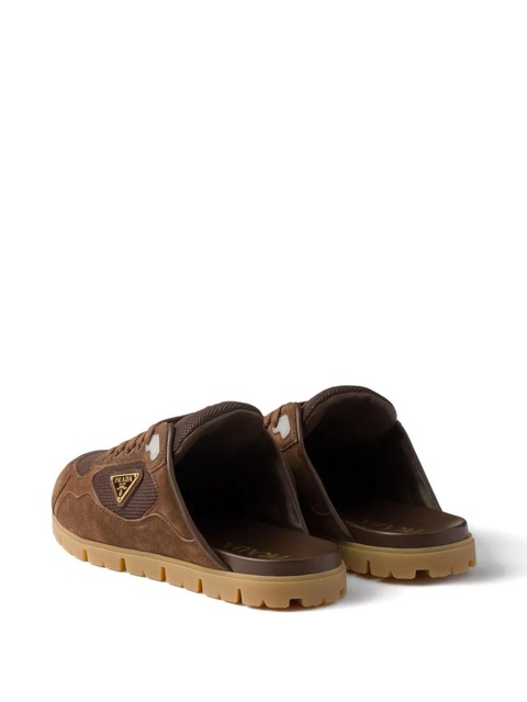 Prada Trail mesh-panel suede mules - Brown - zdjęcie produktu nr 2