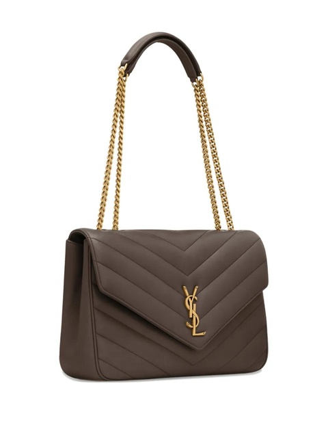 Saint Laurent Loulou large chevron chain shoulder bag - Grey - zdjęcie produktu nr 1