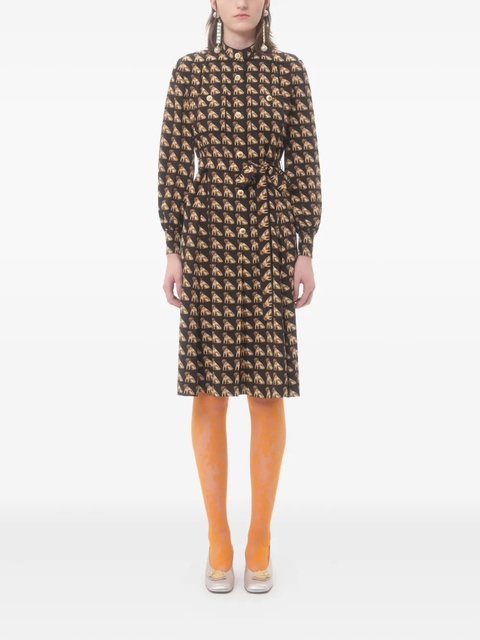 Valentino Garavani dog-print belted midi dress - Black - zdjęcie produktu nr 2