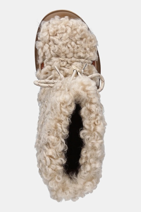 Tory Burch śniegowce Mellow Shearling Lace Up Boot kolor beżowy 170577.200 - zdjęcie produktu nr 2