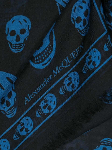 Alexander McQueen skull-print frayed scarf - Black - zdjęcie produktu nr 2