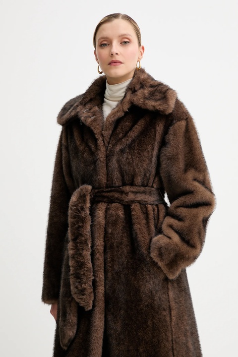 Twinset płaszcz kolor brązowy 252AT2190 - zdjęcie produktu nr 2