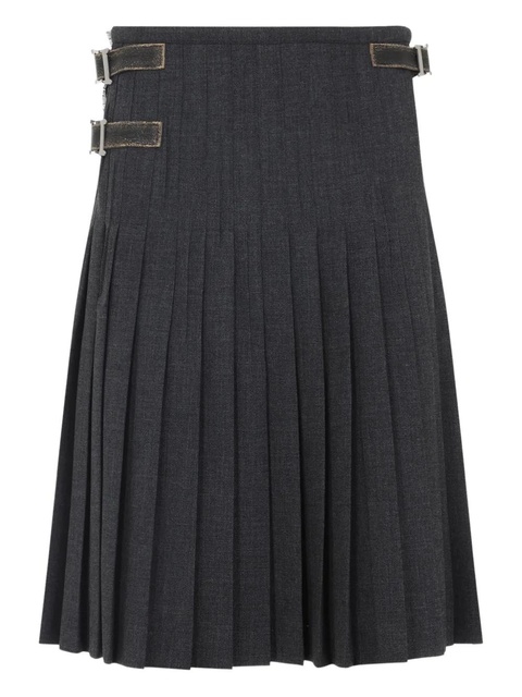 Prada pleated buckle-fastening midi skirt - Grey - zdjęcie produktu nr 1