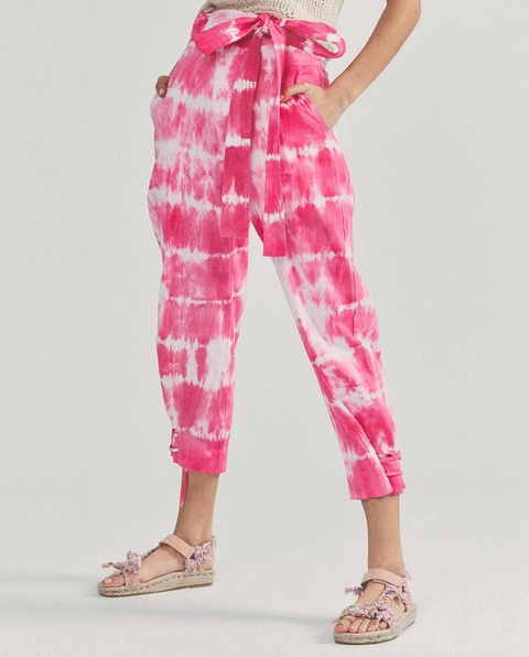 LOVE SHACK FANCY - Różowe spodnie Tao tie-dye - zdjęcie produktu nr 1