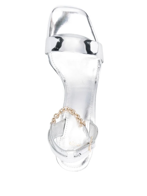 Maje 75mm mirror-effect leather sandals - Silver - zdjęcie produktu nr 2