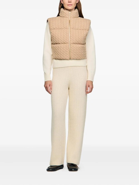 SANDRO cable-knit quilted gilet - Neutrals - zdjęcie produktu nr 1