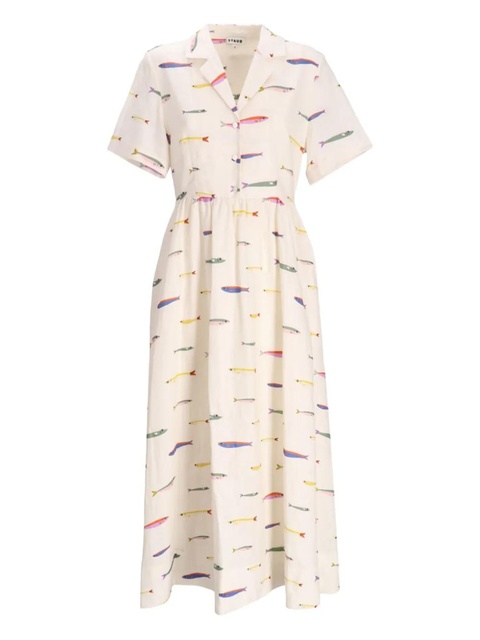 STAUD Meryl linen maxi shirt dress - Neutrals - zdjęcie produktu nr 1