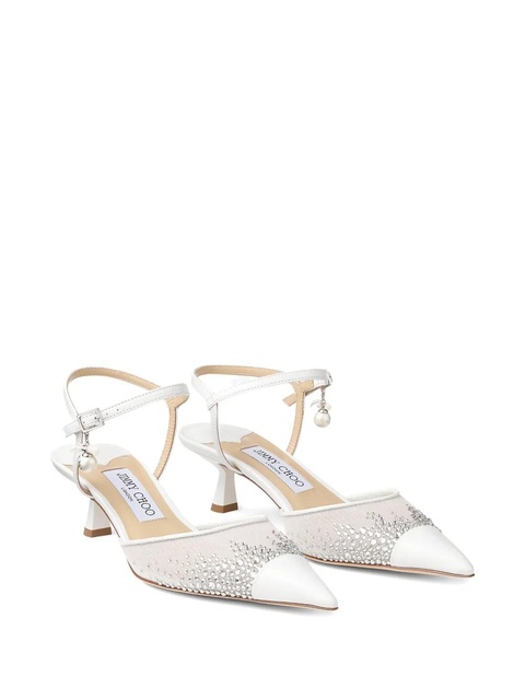Jimmy Choo 45mm Aren crystal-embellished pumps - White - zdjęcie produktu nr 1