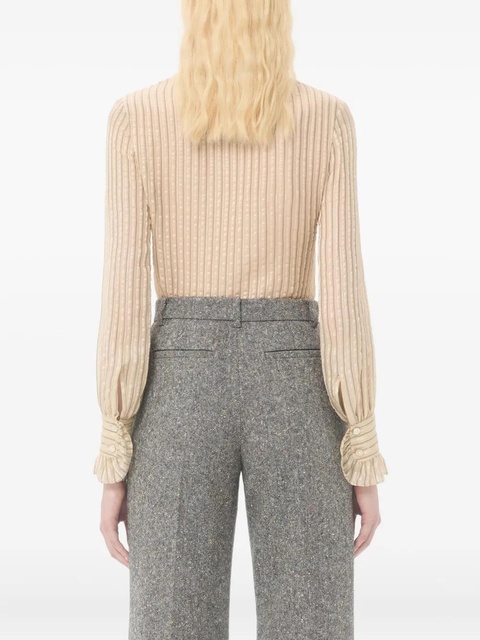 Valentino Garavani ruffle-detail striped shirt - Neutrals - zdjęcie produktu nr 2