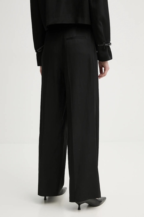 ISABELLE BLANCHE spodnie z domieszką lnu damskie kolor czarny proste high waist IS25SS-P059-T004 - zdjęcie produktu nr 2