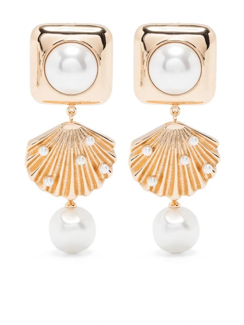 Self-Portrait faux pearl-detail earrings - Gold - zdjęcie produktu nr 1